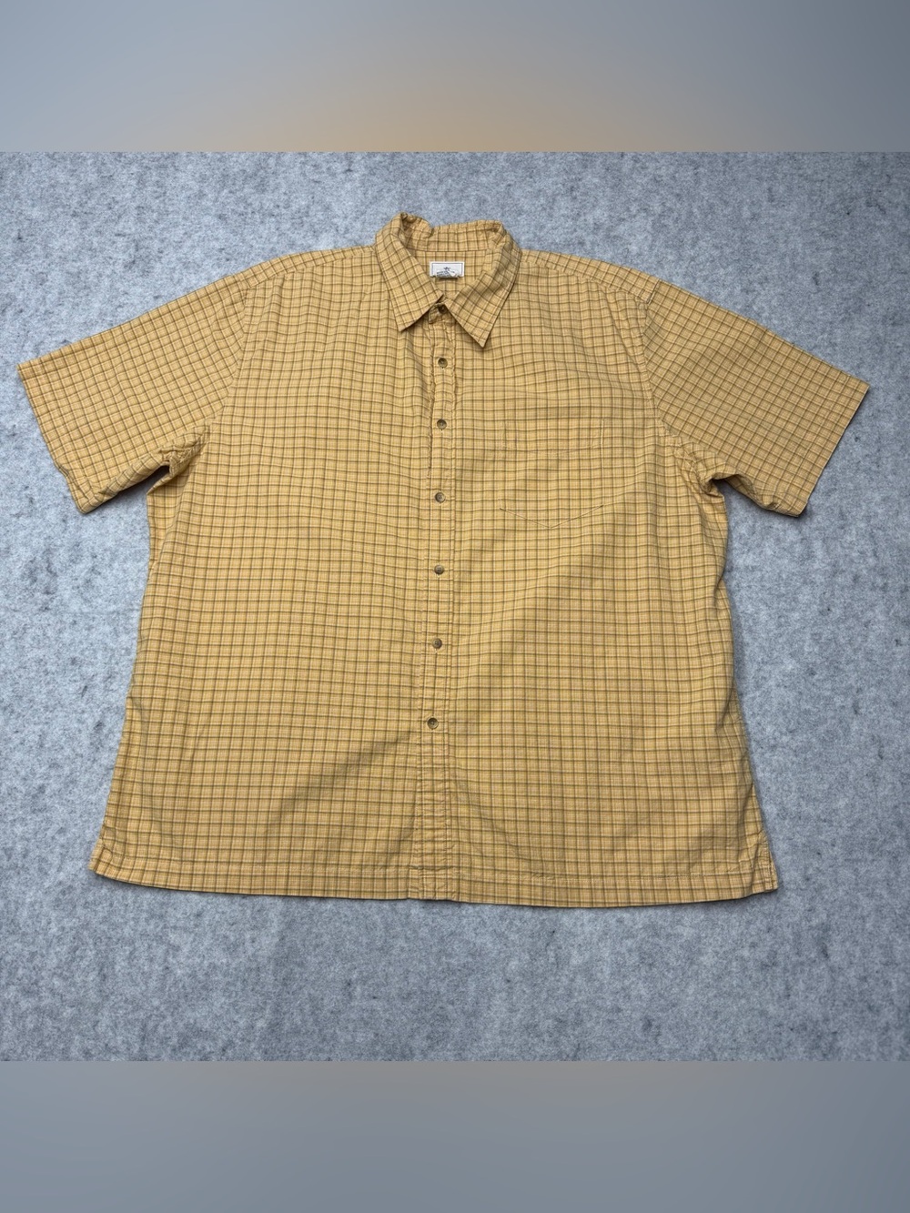 Dockers Shirt Mens XL Yellow Plaid Short Sleeve 100% Cotton Button Up Casual